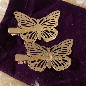 Elegant Gold Butterfly Hair Clips